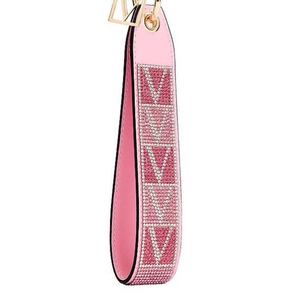 NWT Victoria’s Secret Pink Limited Edition Sparkle Logo Wristlet Strap Keychain - Picture 2 of 4